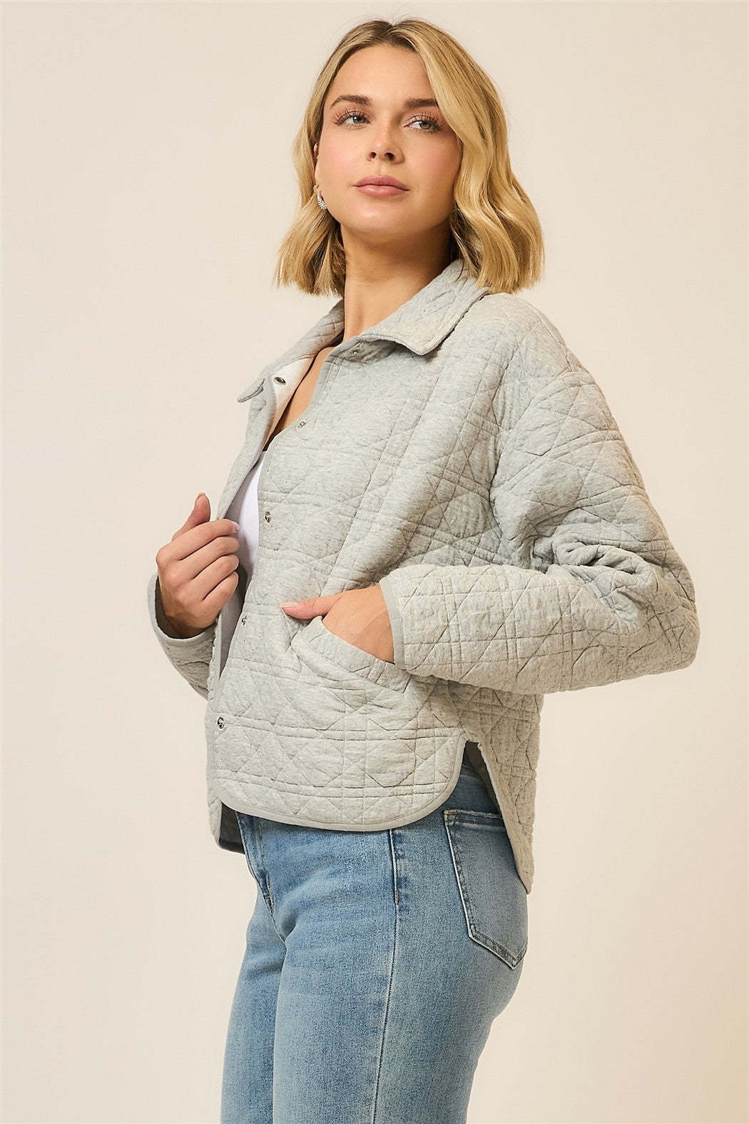 Quilted Collar Jacket-Coats-Krush Kandy, Women's Online Fashion Boutique Located in Phoenix, Arizona (Scottsdale Area)