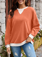 Lovelet Contrast Round Neck Long Sleeve Sweatshirt-Krush Kandy, Women's Online Fashion Boutique Located in Phoenix, Arizona (Scottsdale Area)