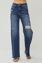 RISEN Full Size High Rise Distressed Wide Leg Jeans-Jeans-Krush Kandy, Women's Online Fashion Boutique Located in Phoenix, Arizona (Scottsdale Area)