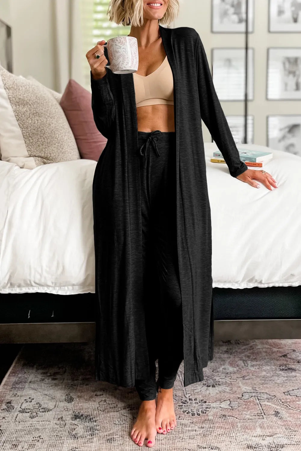 Open Front Long Sleeve Cardigan and Pants Lounge Set-Pants-Krush Kandy, Women's Online Fashion Boutique Located in Phoenix, Arizona (Scottsdale Area)