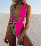 Tied Leopard Plunge One-Piece Swimwear-Swimwear-Krush Kandy, Women's Online Fashion Boutique Located in Phoenix, Arizona (Scottsdale Area)
