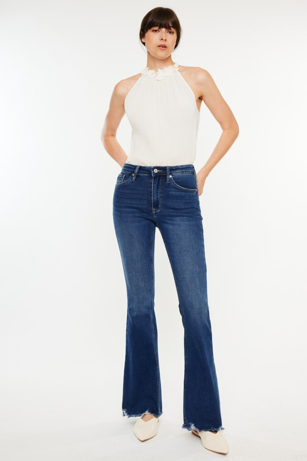 Kancan Cat's Whiskers Raw Hem Flare Jeans-Jeans-Krush Kandy, Women's Online Fashion Boutique Located in Phoenix, Arizona (Scottsdale Area)