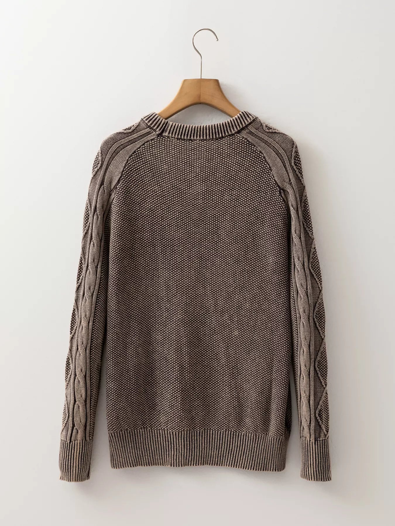 Contrast Cable Knit Sleeve Casual Sweater-Sweaters-Krush Kandy, Women's Online Fashion Boutique Located in Phoenix, Arizona (Scottsdale Area)