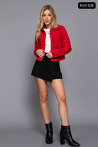 Plus Size Long Sleeve Soft Felt Jacket-Jackets-Krush Kandy, Women's Online Fashion Boutique Located in Phoenix, Arizona (Scottsdale Area)