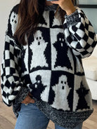 Checkered Ghost Knit Sweater-Sweaters-Krush Kandy, Women's Online Fashion Boutique Located in Phoenix, Arizona (Scottsdale Area)