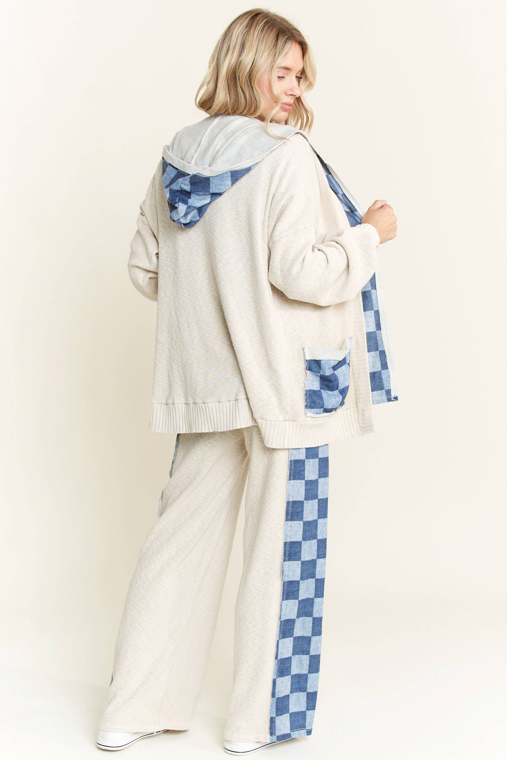 J.HER Mineral Wash Checkerboard Detail Sweater Pants-Pants-Krush Kandy, Women's Online Fashion Boutique Located in Phoenix, Arizona (Scottsdale Area)