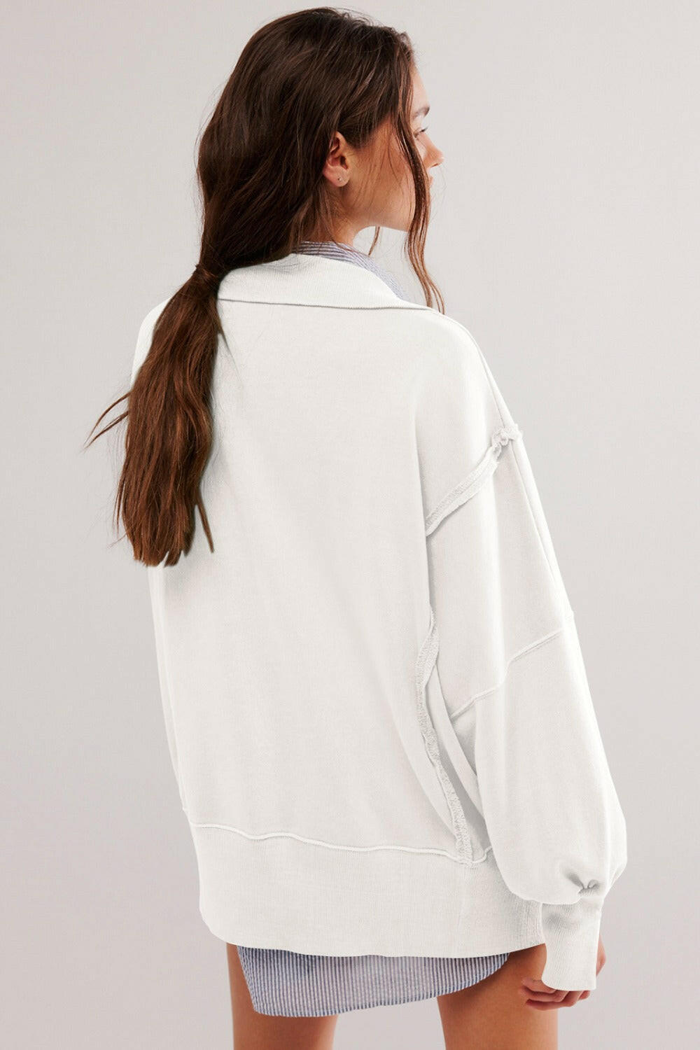 Exposed Seam Long Sleeve Sweatshirt with Side Slit – Krush Kandy