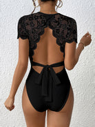 Lace Backless Round Neck Bodysuit-Bodysuits-Krush Kandy, Women's Online Fashion Boutique Located in Phoenix, Arizona (Scottsdale Area)