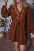 Floral Embroidered Long Sleeve Mini Dress-Dresses-Krush Kandy, Women's Online Fashion Boutique Located in Phoenix, Arizona (Scottsdale Area)