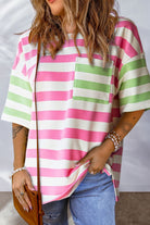 Candy Striped Pocket Tee-Short Sleeve Tops-Krush Kandy, Women's Online Fashion Boutique Located in Phoenix, Arizona (Scottsdale Area)