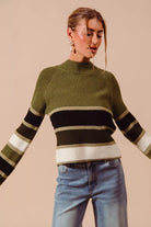 SO ME Multi Color Striped Mock Neck Sweater-Sweater-Krush Kandy, Women's Online Fashion Boutique Located in Phoenix, Arizona (Scottsdale Area)