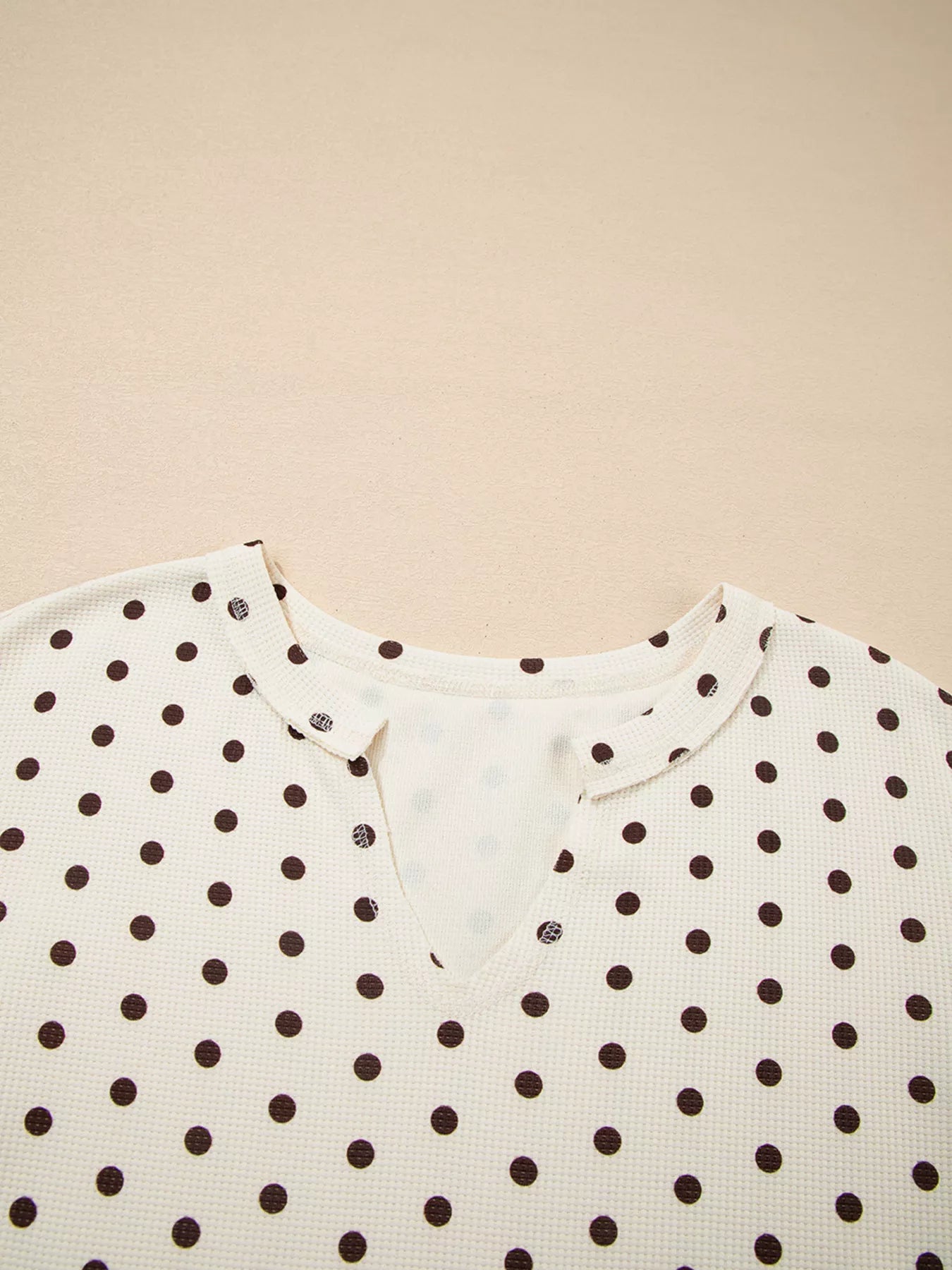 Polka Dot Notched Long Sleeve Top and Drawstring Joggers Lounge Set-Loungewear-Krush Kandy, Women's Online Fashion Boutique Located in Phoenix, Arizona (Scottsdale Area)