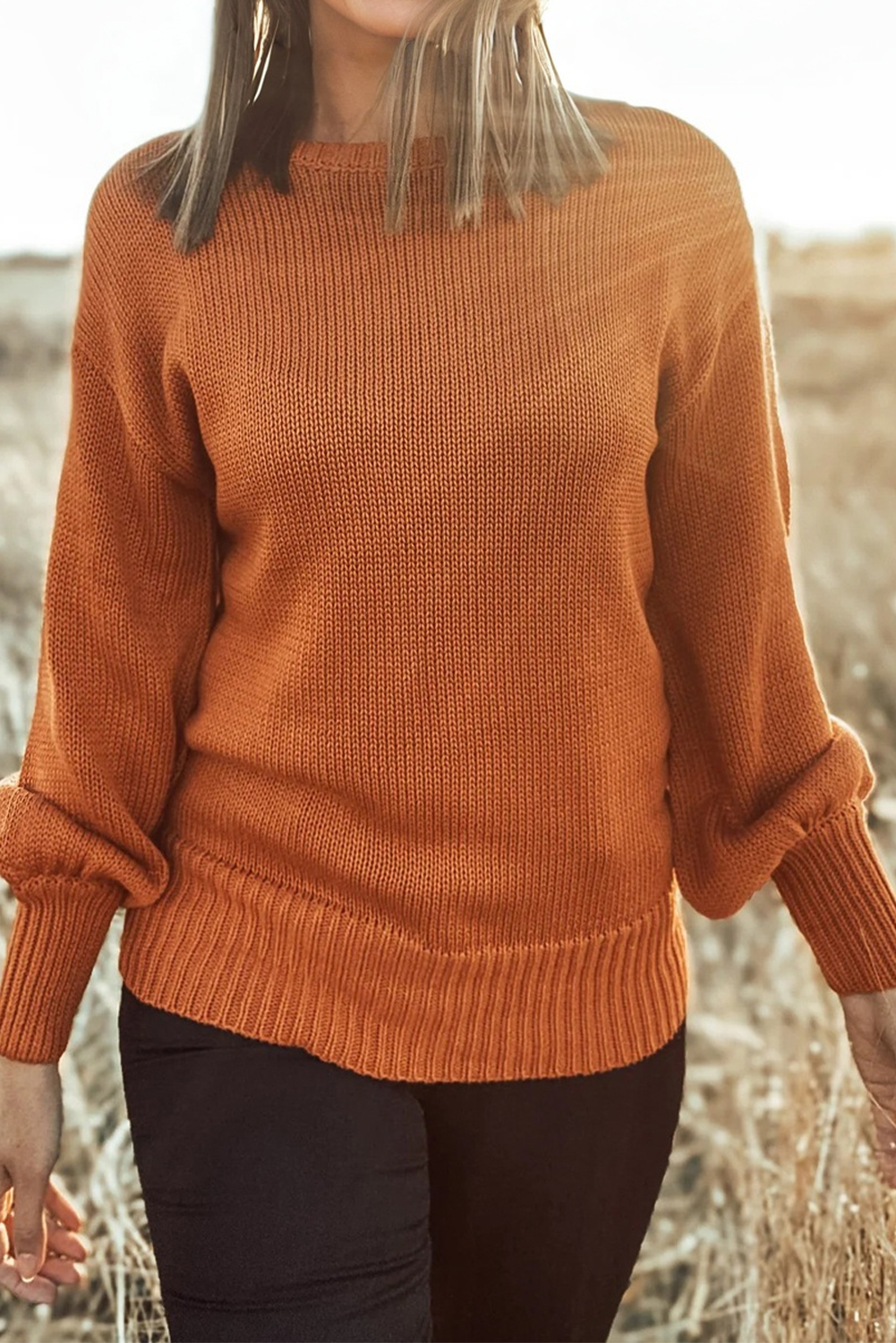 Rust Classic Crewneck Sweater-Sweaters-Krush Kandy, Women's Online Fashion Boutique Located in Phoenix, Arizona (Scottsdale Area)