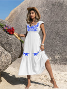 Embroidered Square Neck Ruffle Hem Dress-Krush Kandy, Women's Online Fashion Boutique Located in Phoenix, Arizona (Scottsdale Area)