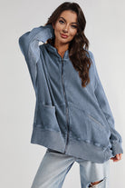 Zip-Up Long Sleeve Jacket-Jackets-Krush Kandy, Women's Online Fashion Boutique Located in Phoenix, Arizona (Scottsdale Area)