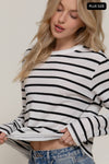 Long Sleeve Round Neck Stripe Tee-Long Sleeve Tops-Krush Kandy, Women's Online Fashion Boutique Located in Phoenix, Arizona (Scottsdale Area)