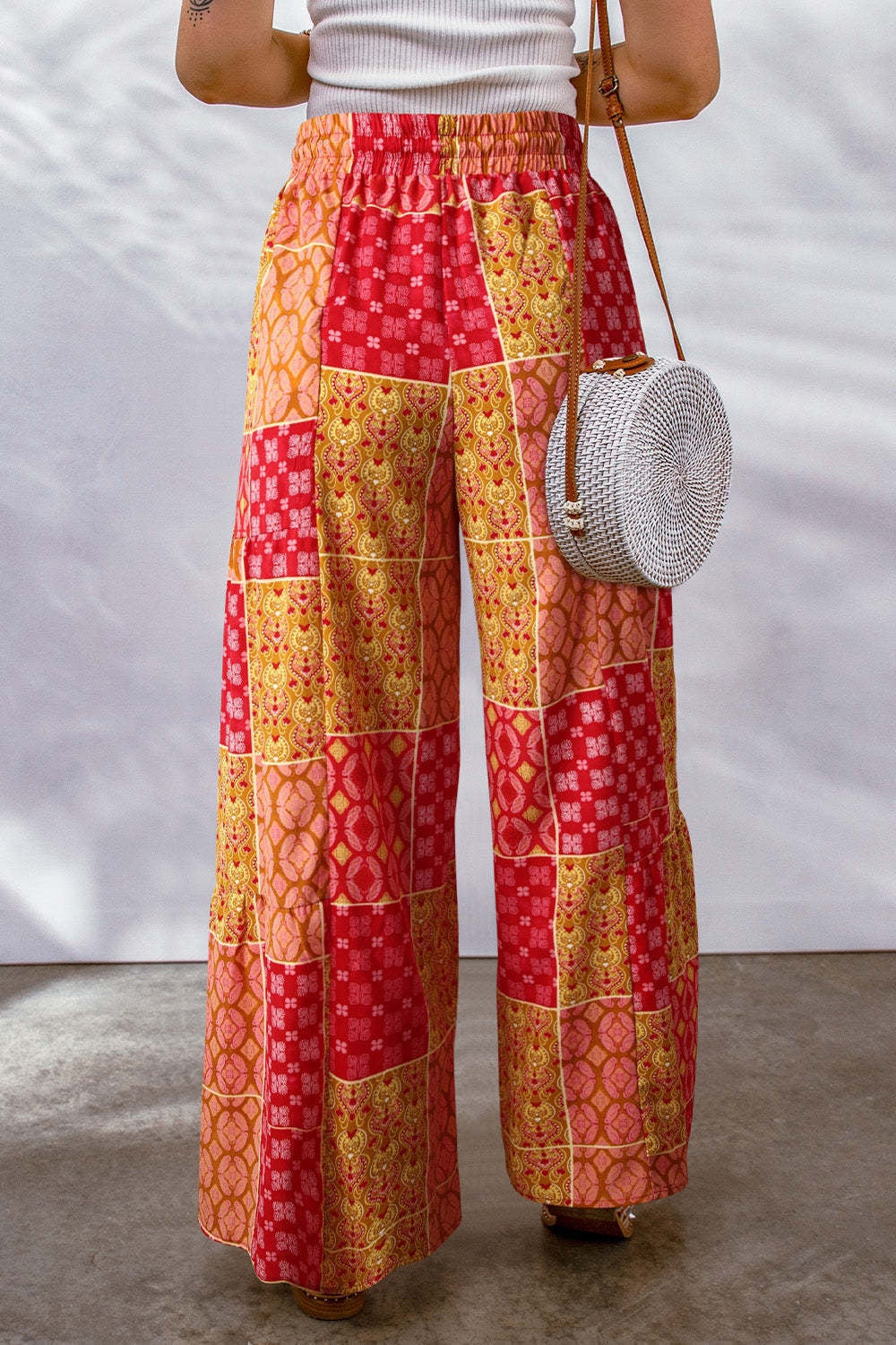 Full Size Drawstring Printed Wide Leg Pants-Krush Kandy, Women's Online Fashion Boutique Located in Phoenix, Arizona (Scottsdale Area)