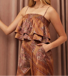 Mittoshop Paisley Patchwork Print Satin Ruffle Crop Cami-Tops-Krush Kandy, Women's Online Fashion Boutique Located in Phoenix, Arizona (Scottsdale Area)