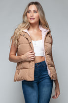 Cozy Chic: Hooded Puffer Vest - Khaki-Vests-Krush Kandy, Women's Online Fashion Boutique Located in Phoenix, Arizona (Scottsdale Area)