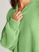 Double Take Side Slit Round Neck Long Sleeve Sweater-Sweaters-Krush Kandy, Women's Online Fashion Boutique Located in Phoenix, Arizona (Scottsdale Area)