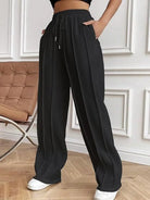 Drawstring Wide Leg Pants with Pockets-PANTS-Krush Kandy, Women's Online Fashion Boutique Located in Phoenix, Arizona (Scottsdale Area)