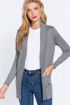 Long Sleeve Rib Banded Open Sweater Cardigan-Cardigans-Krush Kandy, Women's Online Fashion Boutique Located in Phoenix, Arizona (Scottsdale Area)