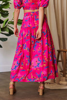 Davi & Dani Printed Smocking Waistband Ruffled Maxi Skirt-Krush Kandy, Women's Online Fashion Boutique Located in Phoenix, Arizona (Scottsdale Area)