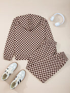 Checkered Drawstring Hoodie and Pants Set-2 Piece Outfit Sets-Krush Kandy, Women's Online Fashion Boutique Located in Phoenix, Arizona (Scottsdale Area)