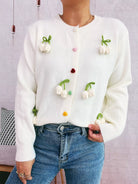 Flower Button Up Long Sleeve Cardigan-Cardigans-Krush Kandy, Women's Online Fashion Boutique Located in Phoenix, Arizona (Scottsdale Area)