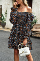 Devine Smocked Flounce Sleeve Ruffled Dress-Dresses-Krush Kandy, Women's Online Fashion Boutique Located in Phoenix, Arizona (Scottsdale Area)