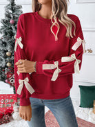 Bow Sleeve Sweatshirt-Sweaters-Krush Kandy, Women's Online Fashion Boutique Located in Phoenix, Arizona (Scottsdale Area)