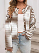 Striped Button-Up Cardigan-Sweaters-Krush Kandy, Women's Online Fashion Boutique Located in Phoenix, Arizona (Scottsdale Area)