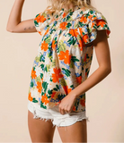 BiBi Multi Color Floral Print Woven Top-Tops-Krush Kandy, Women's Online Fashion Boutique Located in Phoenix, Arizona (Scottsdale Area)