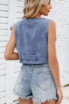 Button Down V-Neck Denim Vest-Krush Kandy, Women's Online Fashion Boutique Located in Phoenix, Arizona (Scottsdale Area)