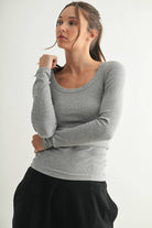 Lightweight Stretch Ribbed Long Sleeve Top-Tops-Krush Kandy, Women's Online Fashion Boutique Located in Phoenix, Arizona (Scottsdale Area)