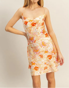 HYFVE Floral Cowl Neck Flirty Satin Mini Dress-Dresses-Krush Kandy, Women's Online Fashion Boutique Located in Phoenix, Arizona (Scottsdale Area)