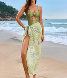 Cutout Sweetheart Neck One-Piece Swimwear and Cover-Up Swim Set-Swimwear-Krush Kandy, Women's Online Fashion Boutique Located in Phoenix, Arizona (Scottsdale Area)