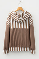 Striped Patchwork Waffle Hoodie-Hoodies-Krush Kandy, Women's Online Fashion Boutique Located in Phoenix, Arizona (Scottsdale Area)