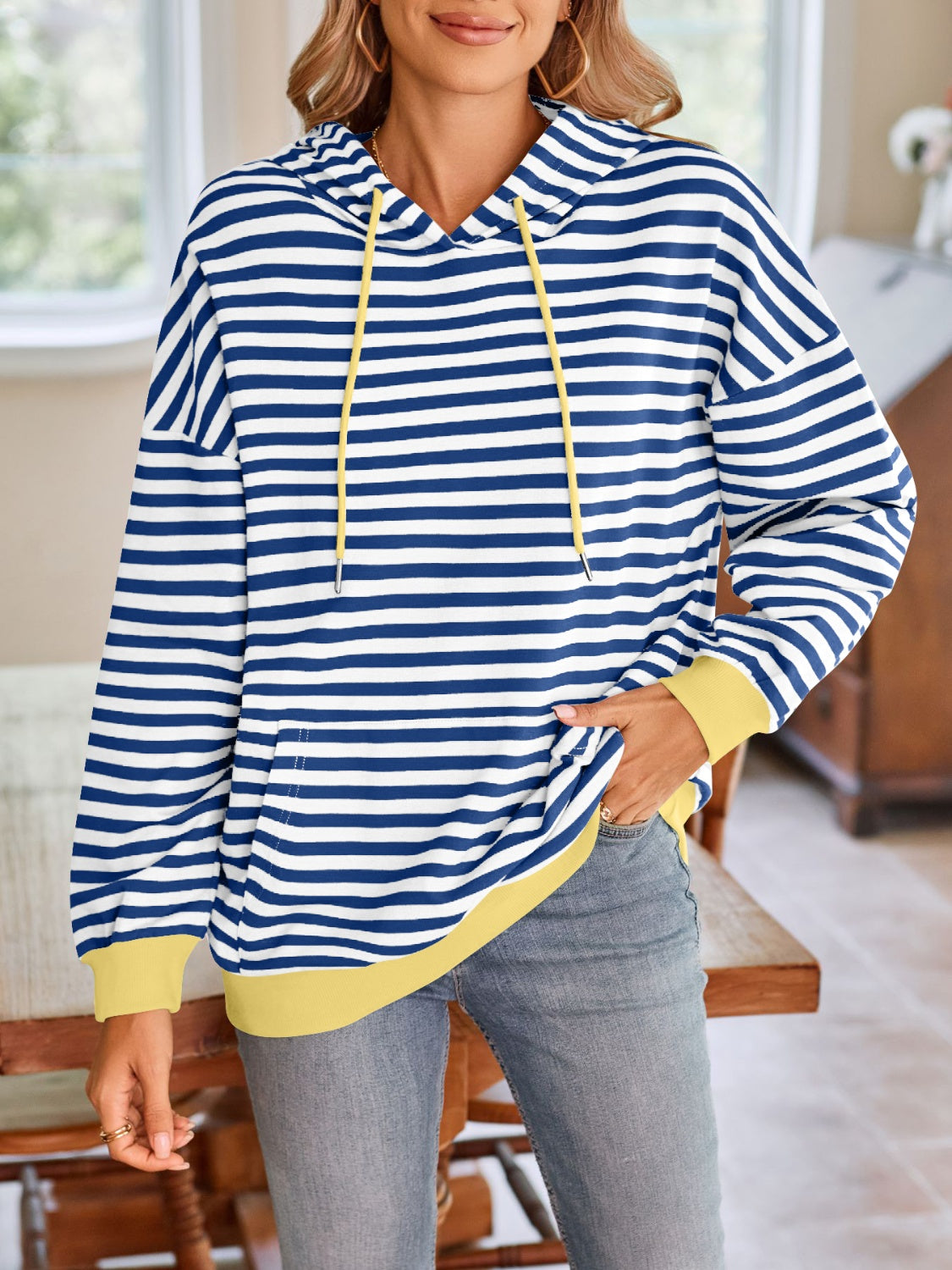 Lovelet Drawstring Striped Long Sleeve Hoodie-Krush Kandy, Women's Online Fashion Boutique Located in Phoenix, Arizona (Scottsdale Area)