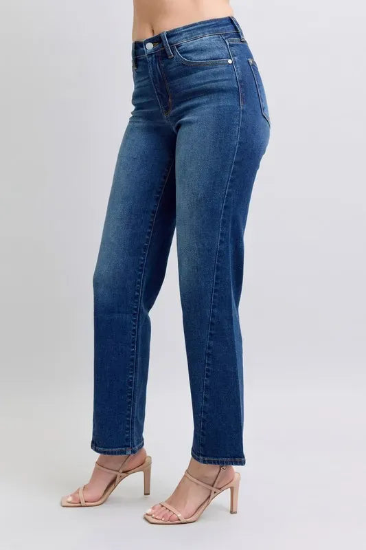 Judy Blue Full Size Side Seam Detail Straight Jeans with Pockets-jeans-Krush Kandy, Women's Online Fashion Boutique Located in Phoenix, Arizona (Scottsdale Area)