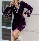 V-Neck Long Slit Sleeve Mini Dress-Dresses-Krush Kandy, Women's Online Fashion Boutique Located in Phoenix, Arizona (Scottsdale Area)