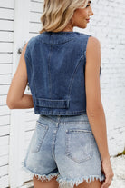 Button Down V-Neck Denim Vest-Krush Kandy, Women's Online Fashion Boutique Located in Phoenix, Arizona (Scottsdale Area)