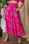Davi & Dani Printed Smocking Waistband Ruffled Maxi Skirt-Krush Kandy, Women's Online Fashion Boutique Located in Phoenix, Arizona (Scottsdale Area)