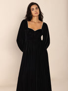 Sweetheart Neck Long Sleeve Midi Dress-Krush Kandy, Women's Online Fashion Boutique Located in Phoenix, Arizona (Scottsdale Area)