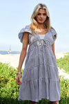 Davi & Dani Jacquard V-Neck Flutter Cap Sleeve Tiered Dress-Dresses-Krush Kandy, Women's Online Fashion Boutique Located in Phoenix, Arizona (Scottsdale Area)
