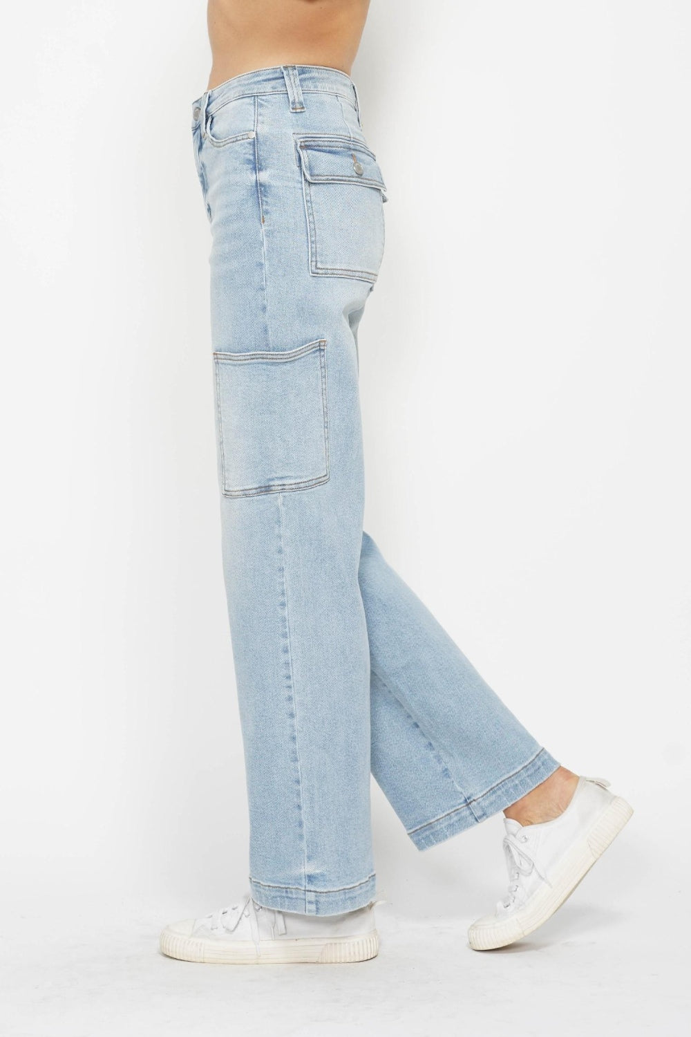 Judy Blue Full Size High Waist Straight Cargo Jeans-Jeans-Krush Kandy, Women's Online Fashion Boutique Located in Phoenix, Arizona (Scottsdale Area)