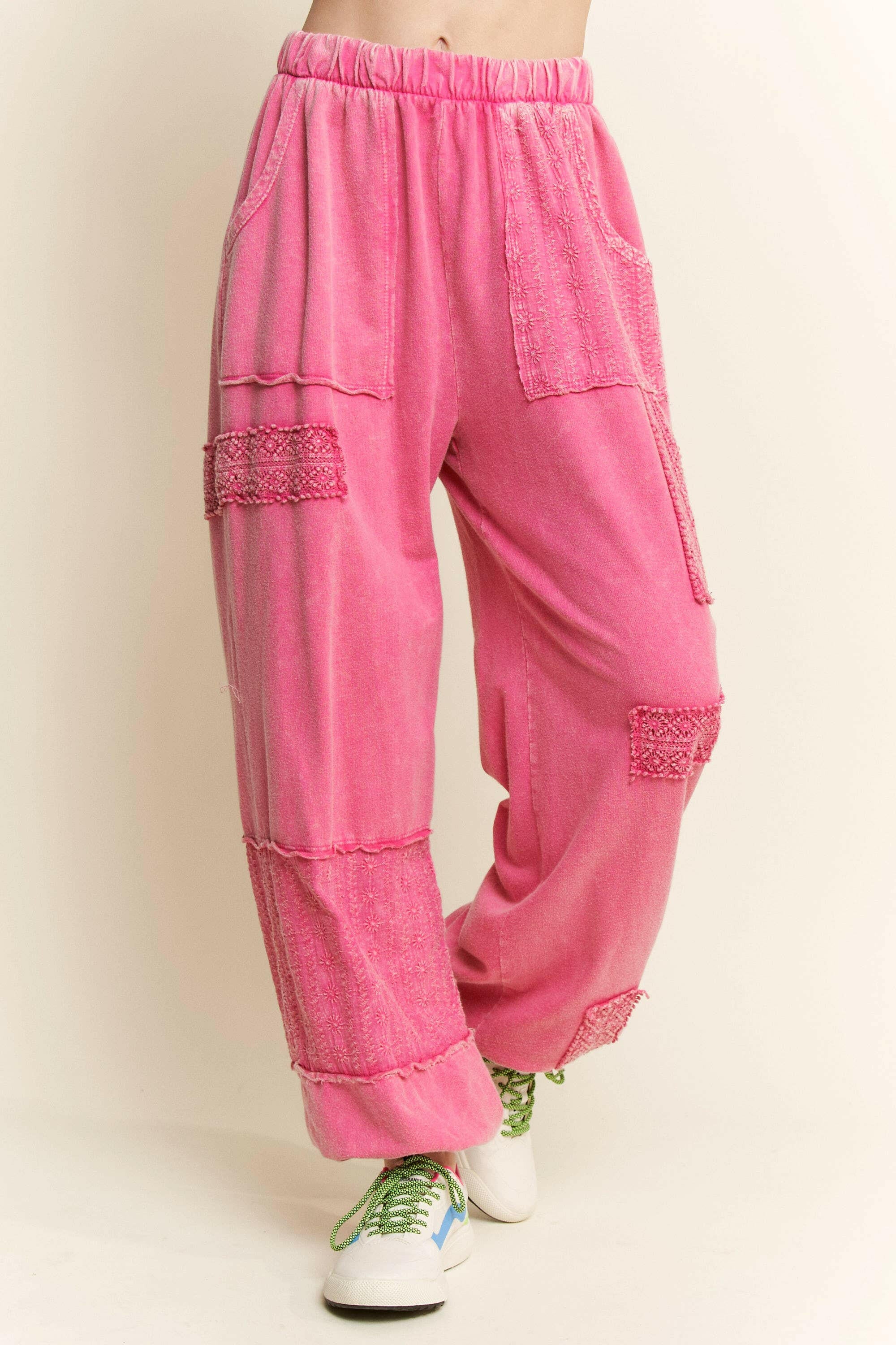 MineralWash Eyelet detailed Boho Joggers-Krush Kandy, Women's Online Fashion Boutique Located in Phoenix, Arizona (Scottsdale Area)