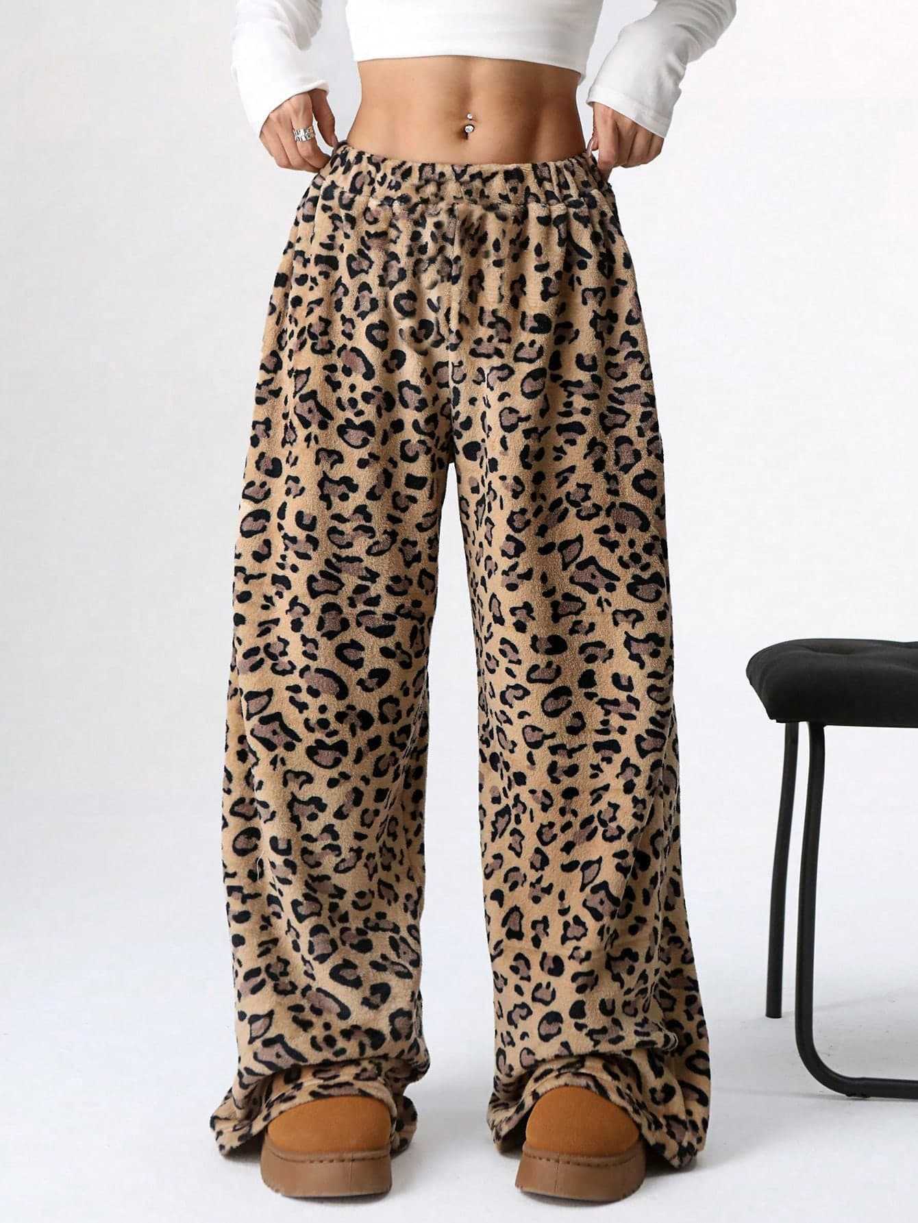 Leopard Wide Leg Plush Pants-Pants-Krush Kandy, Women's Online Fashion Boutique Located in Phoenix, Arizona (Scottsdale Area)
