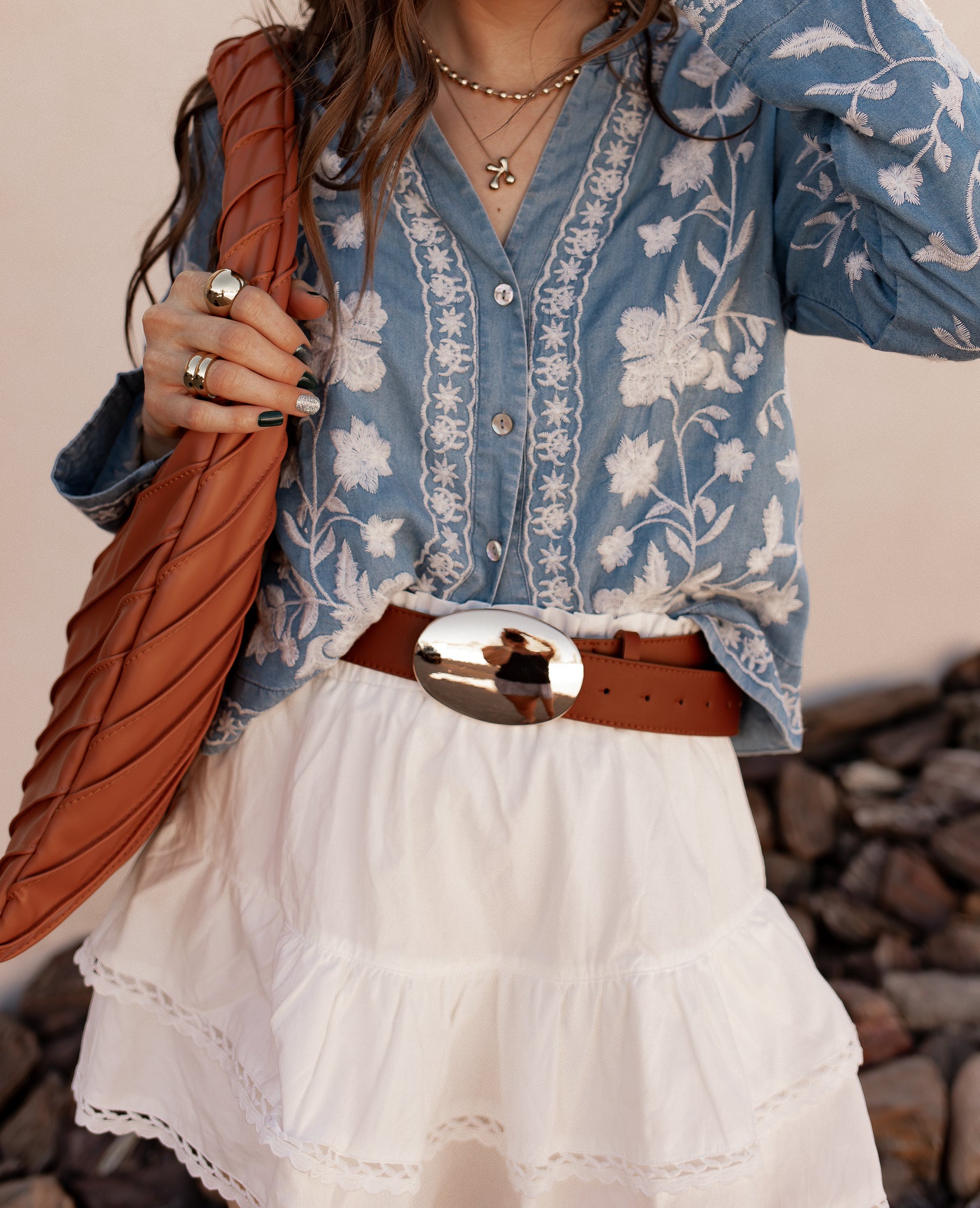 Boho Vacay Embroidered Button Blouse-Blouses-Krush Kandy, Women's Online Fashion Boutique Located in Phoenix, Arizona (Scottsdale Area)