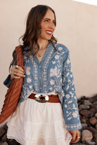 Boho Vacay Embroidered Button Blouse-Blouses-Krush Kandy, Women's Online Fashion Boutique Located in Phoenix, Arizona (Scottsdale Area)